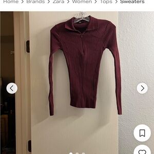 Zara size large sweater top collared zip down
